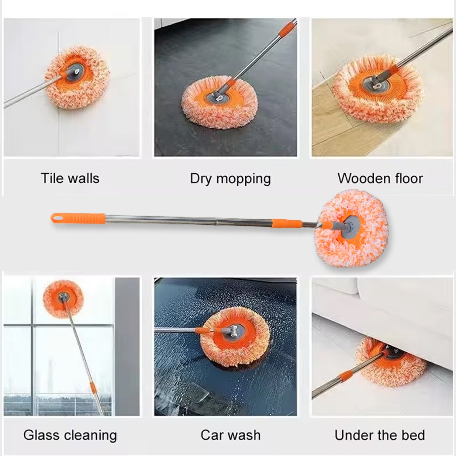 360° Rotatable Ceiling Dust Cleaning Mop Extendable Long Lightweight Handle Mop Heads Pad, Spin Scrubber for Ceiling Floor Bathroom Kitchen Tile 360° Rotatable Ceiling Dust Cleaning Mop Extendable Long Lightweight Handle Mop Heads Pad, Spin Scrubber for Ceiling Floor Bathroom Kitchen Tile
